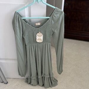NWT Altar'd State Long sleeve Sage Green Dress